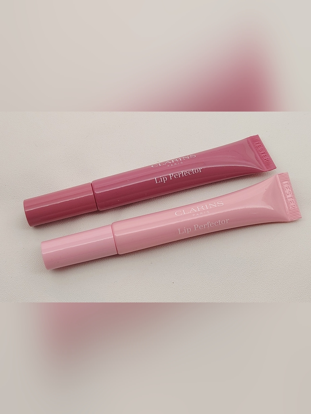 Clarins Lip Perfector Plumping Peptide Duo in Dusky Pink & Soft Pink Lipgloss
